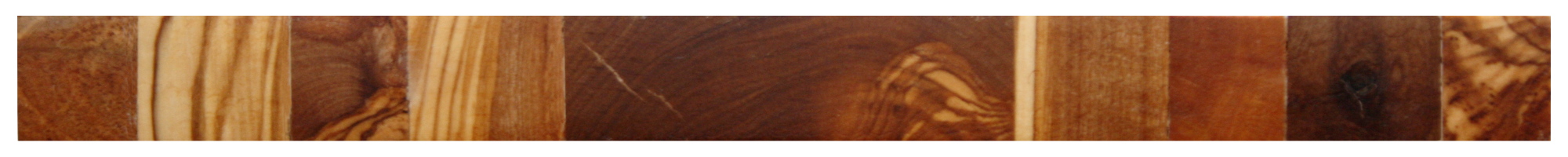 parquet de madera de olivo cortado enseñando su grosor